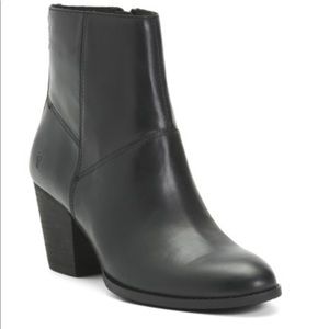 Frye black heeled booties with zipper